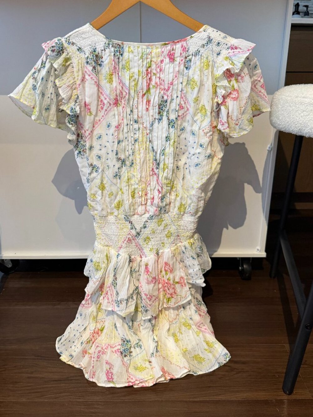 LoveShack Fancy Floral Smocked Ruffle Mini Dress Sz S - Picture 2 of 3